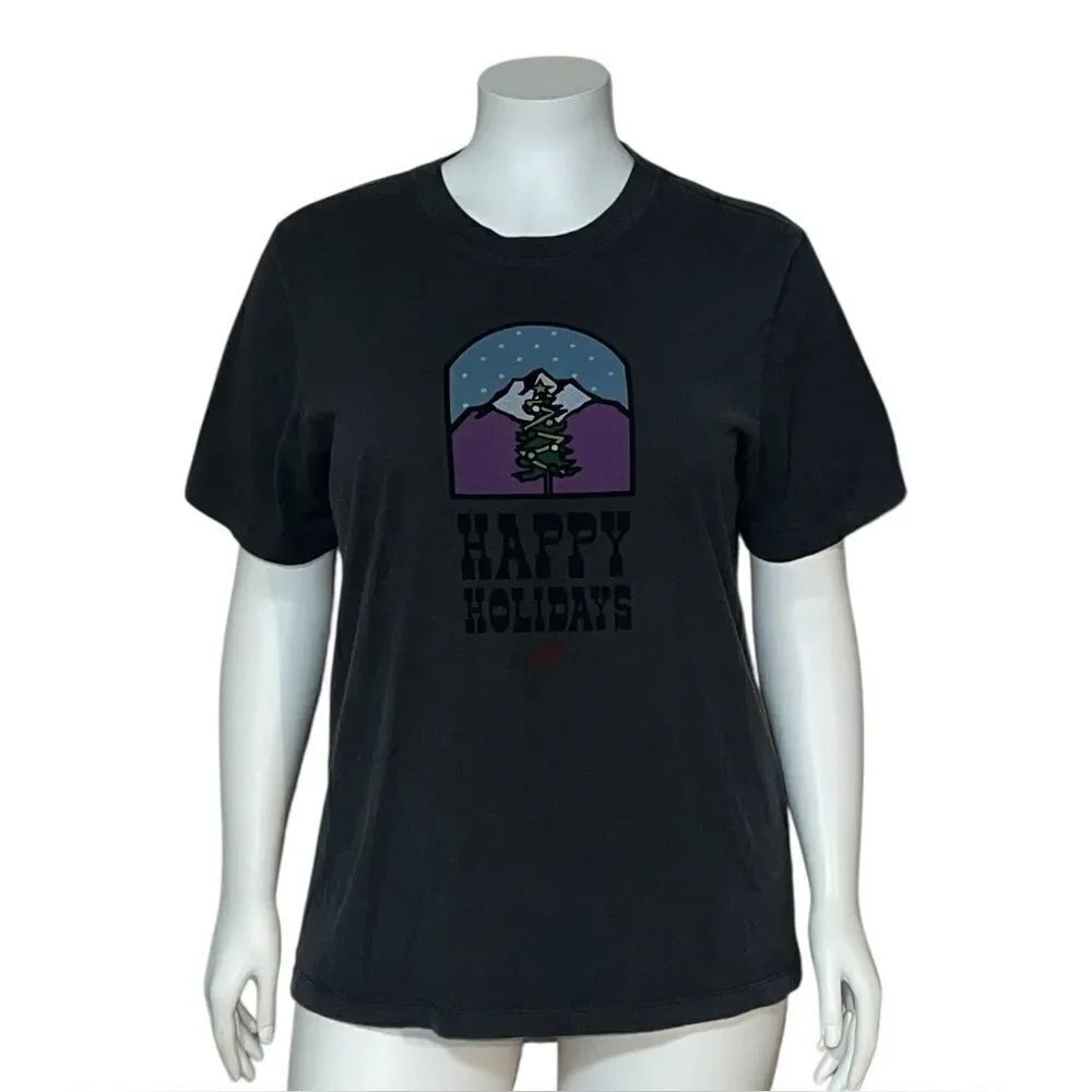 Nike Men’s T-Shirt Size Large Happy Holidays Christmas Tree Graphic Dark Gray XL